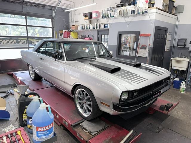 Classic car inside the shop